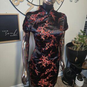 🌸 Red & Black Cheongsam (Cherry Blossom) – Small